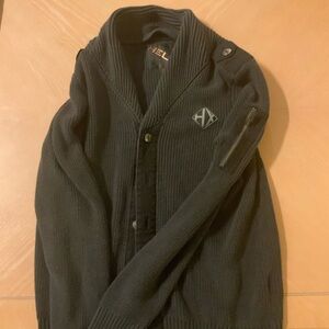 Helix dark gray cardigan with epileps and zippered sleeve pocket